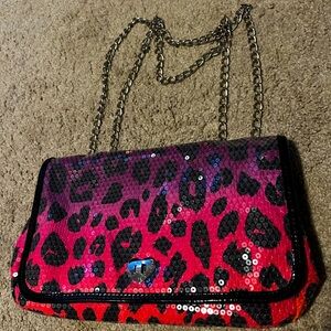 Leopard Print Sequin Shoulder Bag - colorful
